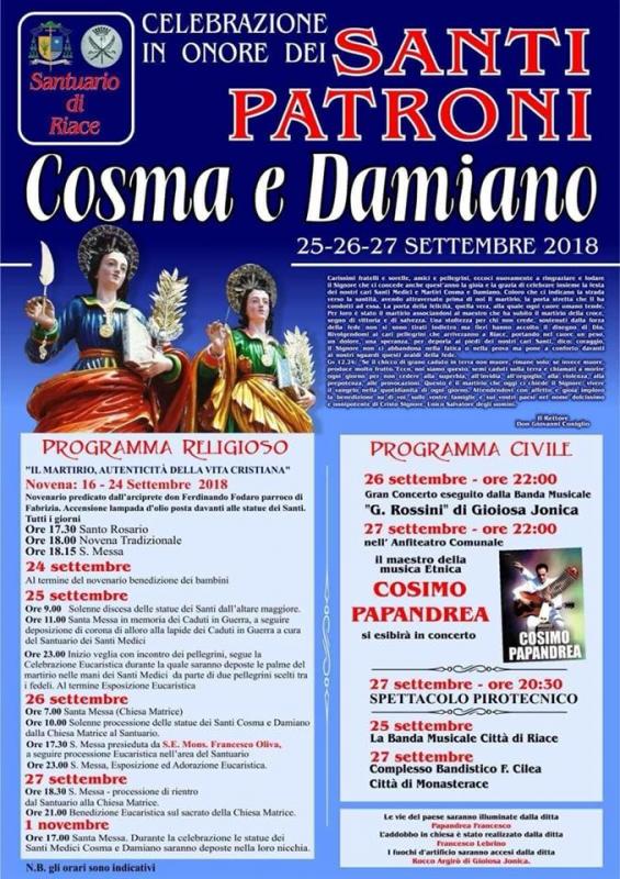 Festa Dei Santi Cosma E Damiano a Riace 2018 (RC) Calabria eventi