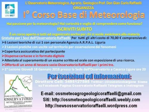 Corso Base In Meteorologia - Casarza Ligure