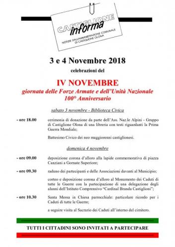 Celebrazioni Del Iv Novembre A Castiglione Olona - Castiglione Olona