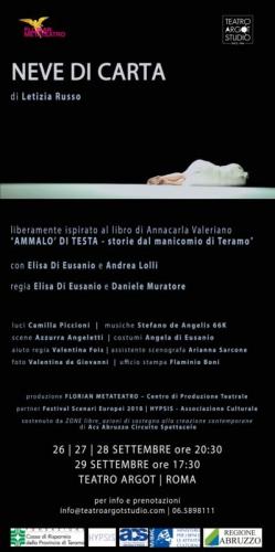 Neve Di Carta Al Teatro Argot Studio - Roma