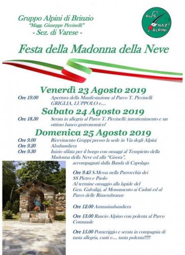Pubblicato Programma Festa Alpini 2019 A Brinzio