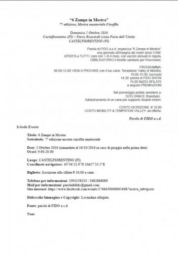 Mostra A 6 Zampe - Castelfiorentino