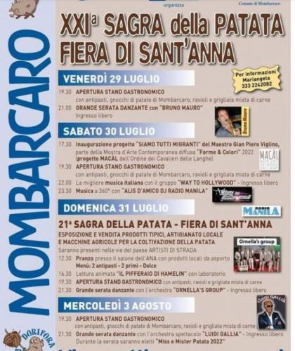 Sagra Della Patata E Fiera Di Sant'anna A Mombarcaro - Mombarcaro