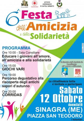 Festa Dell’amicizia E Della Solidarietà A Sinagra - Sinagra