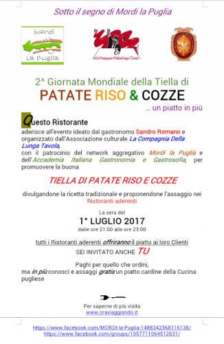 Giornata Mondiale Della Tiella Di Patate, Riso E Cozze - 
