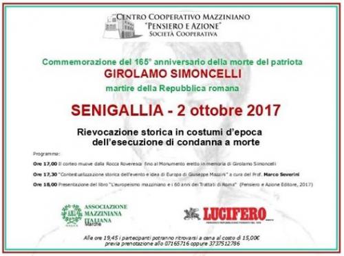 Commemorazione Della Morte Di Girolamo Simoncelli - Senigallia