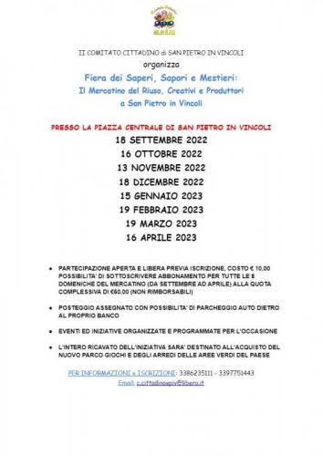 Mercatino Del Riuso Creativi E Produttori A San Pietro In Vincoli  - Ravenna