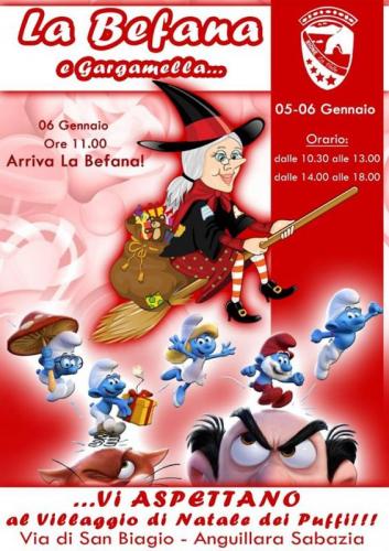 La Befana E Gargamella Al Villaggio Di Natale Dei Puffi