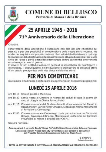 Anniversario Della Liberazione D'italia - Bellusco