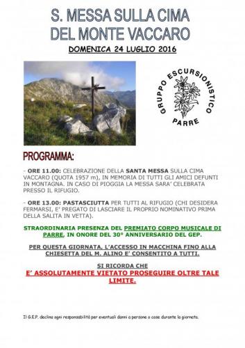 Santa Messa Sulla Cima Del Monte Vaccaro - Parre