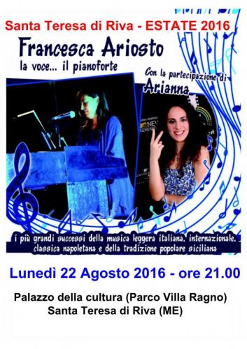 Francesca Ariosto: La Voce ... Il Pianoforte - Santa Teresa Di Riva