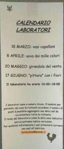 Calendario Laboratori La Formichina - Villarbasse
